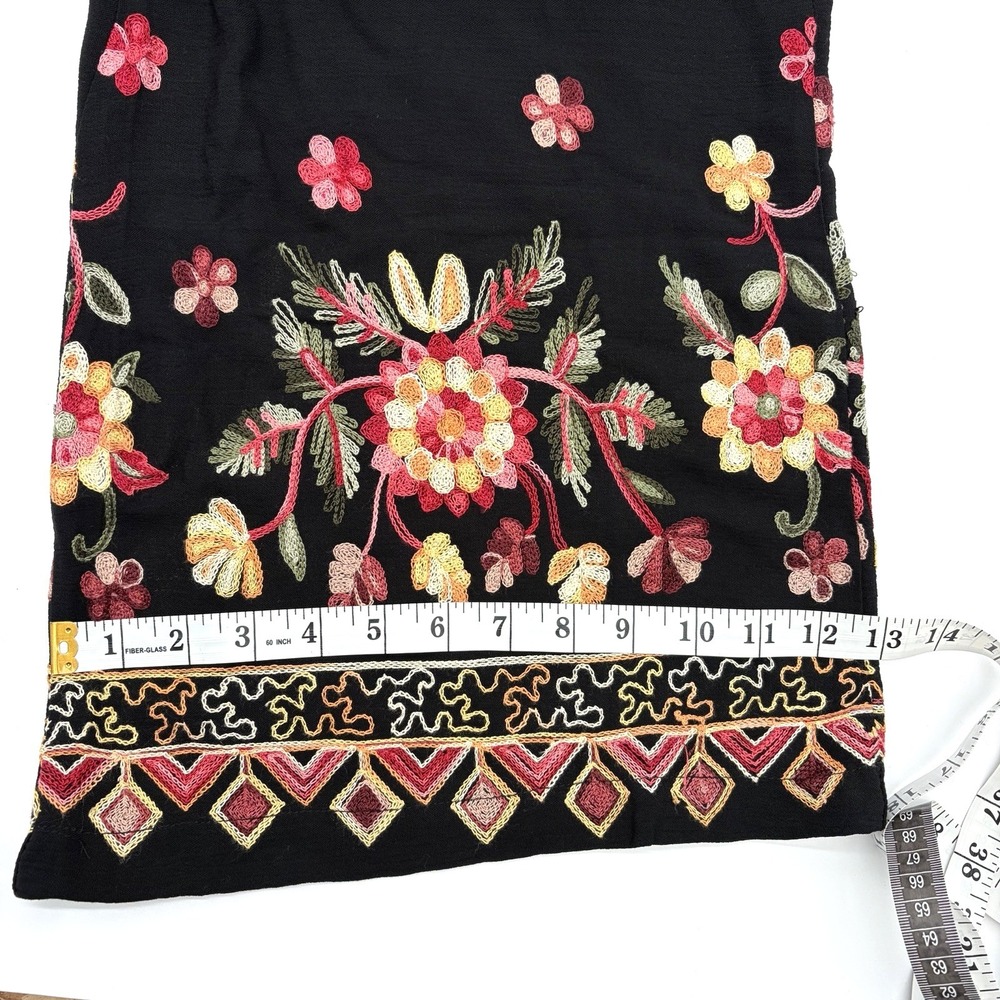 Liv Los Angeles Anthropologie Embroidery Palazzo Pants Floral Boho Black PM - Picture 7 of 10